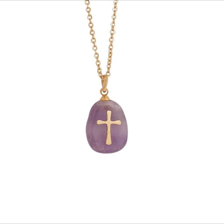 Stone Cross Necklace