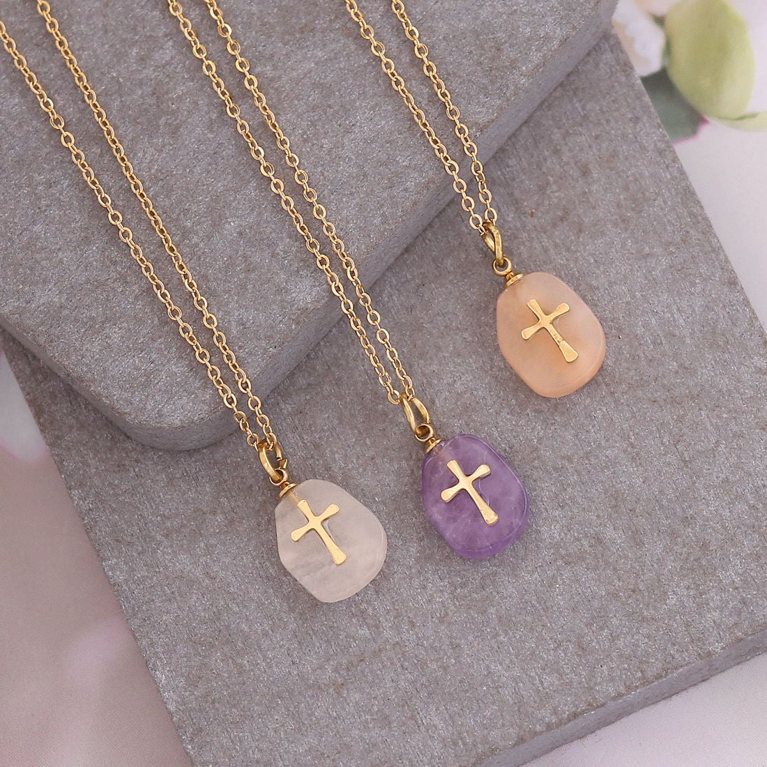 Stone Cross Necklace