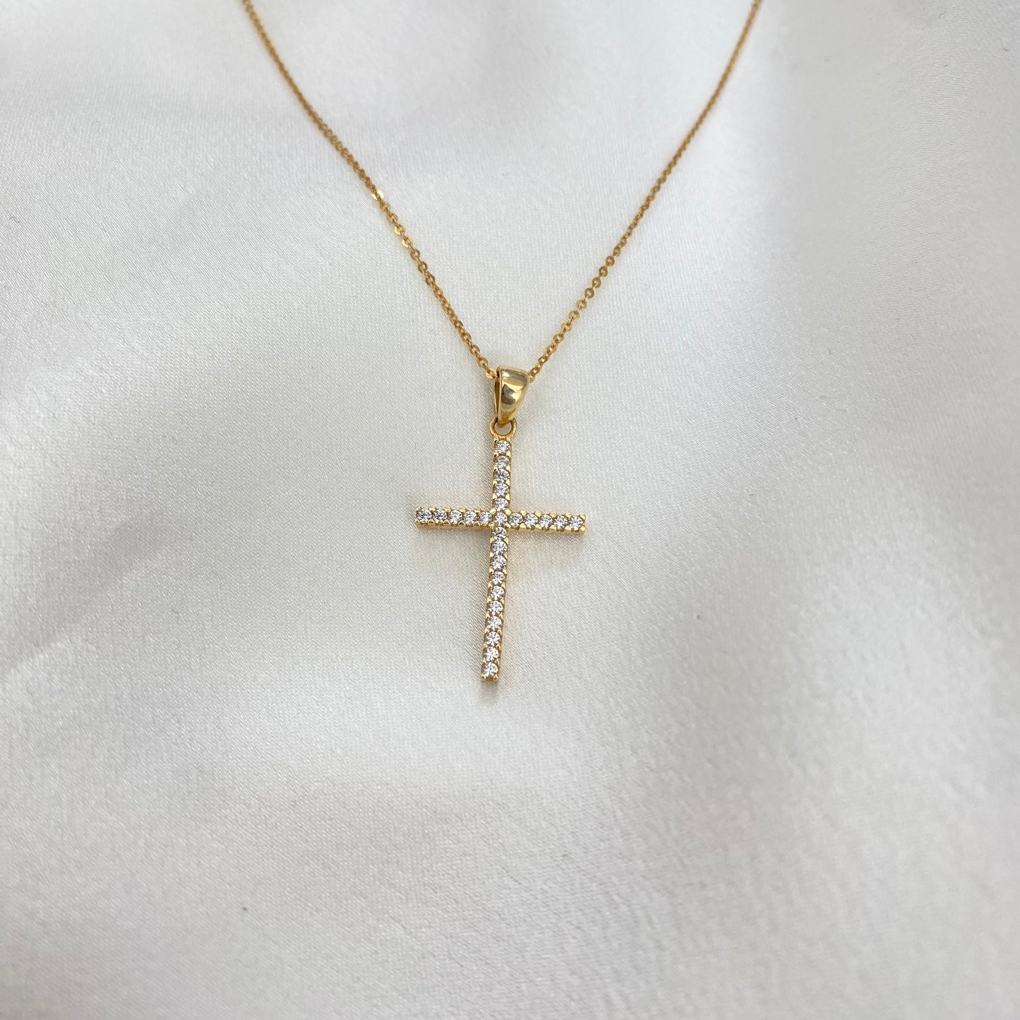 Cruz Larga Circonias 14k